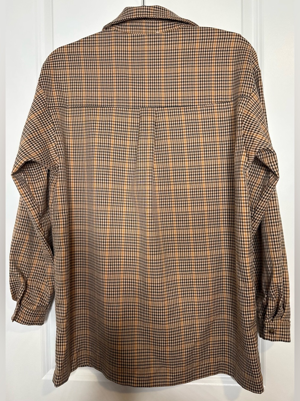 Women’s Princess Polly Plaid button down Shirt Jacket in Tan, Black mustard Sz 0 - Picture 4 of 4